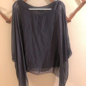 Navy Silk Flow Top